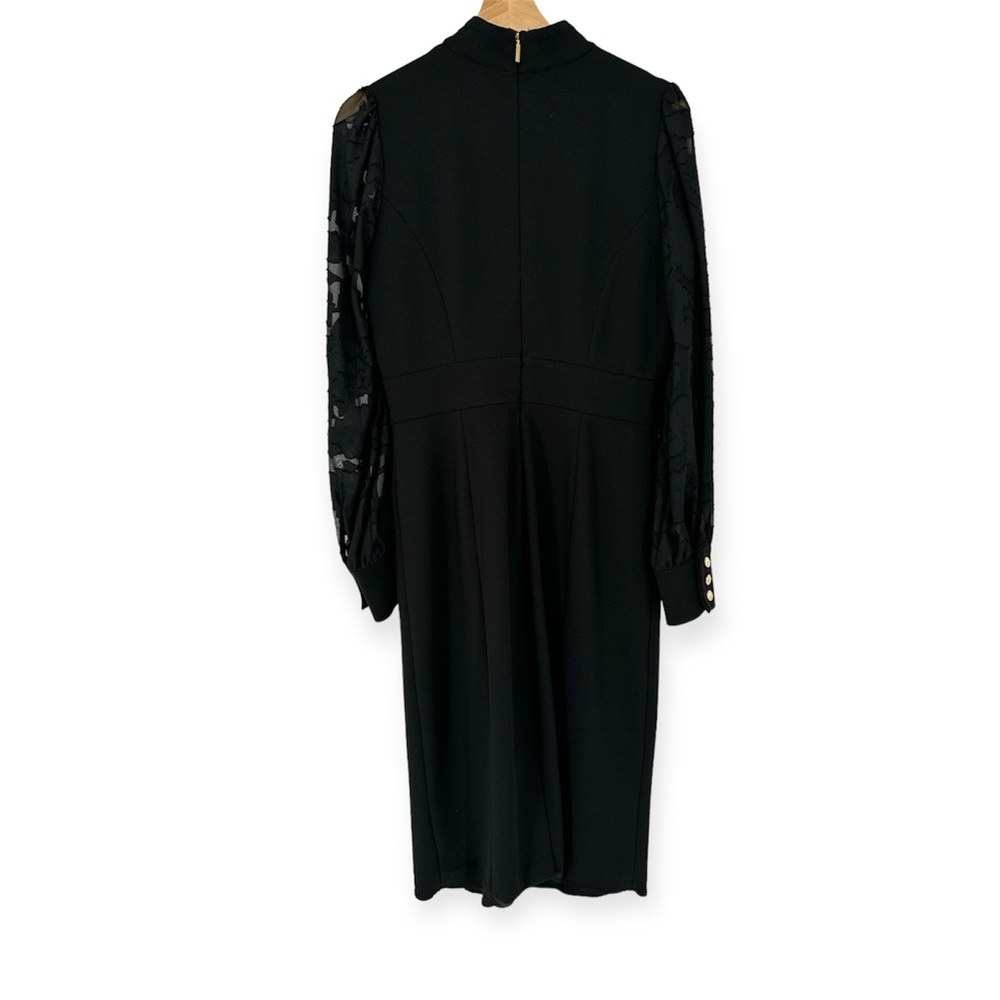 Karl Lagerfeld Womens Black Sheer Floral Sleeve Knee Length Classic Dress Size 6 - Picture 10 of 10